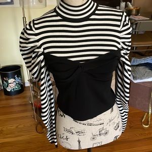 Zara Puff Sleeve Body Hugging Long Sleeve Top